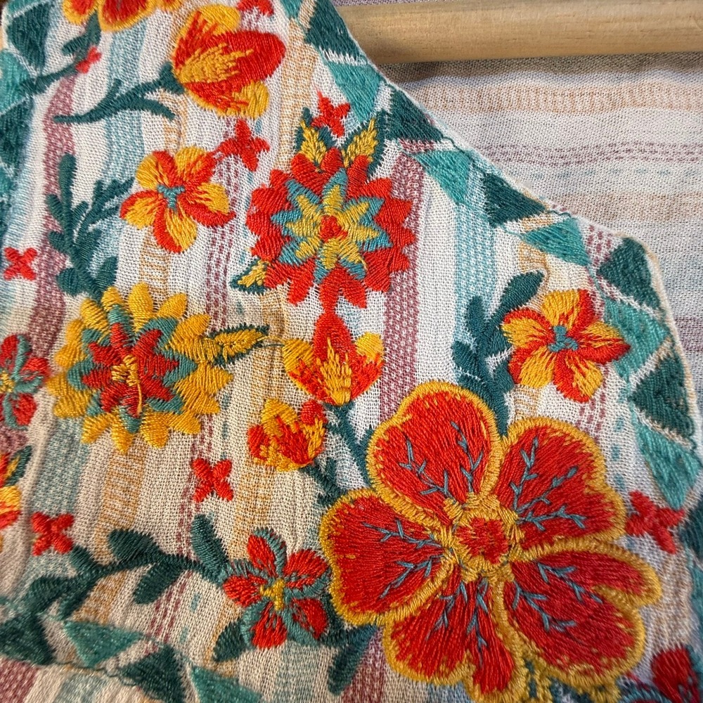 Savanna Jane Embroidered Floral Striped Paisley Tiered Sleeveless Top Small NEW - Picture 4 of 8